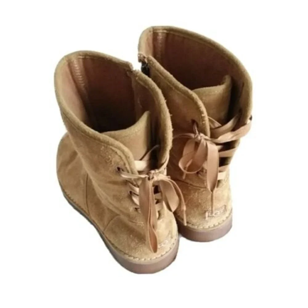 UGG Tan Suede Lace Back Short Boot 5